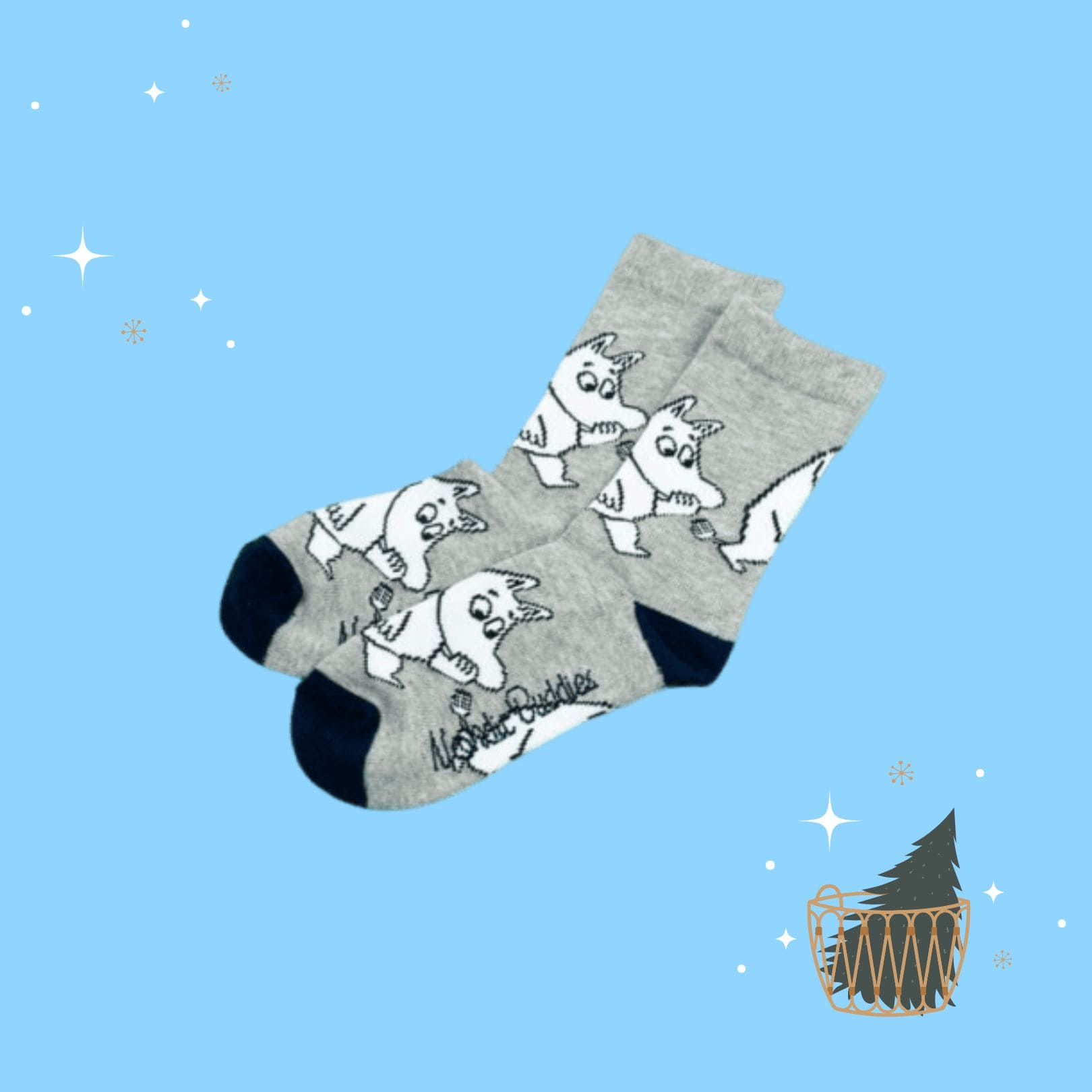 Moomintroll Kids Socks - Oops ! - Grey（中筒童襪）Oops ! 嚕嚕米