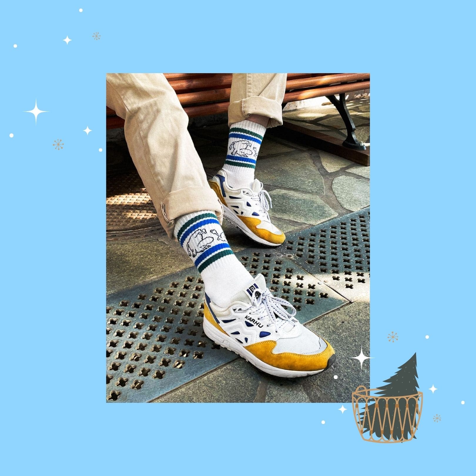Moomintroll Retro Men Socks - White（中筒男襪）翻滾吧嚕嚕米