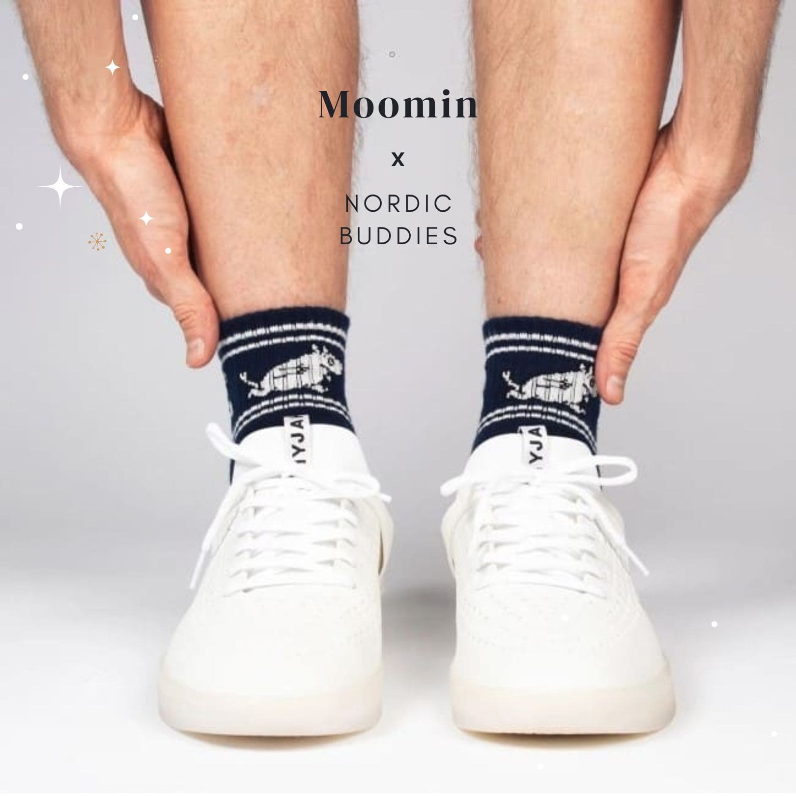 Moomintroll Running Retro Ankle Men Socks - Navy（短筒男襪）翻滾吧嚕嚕米