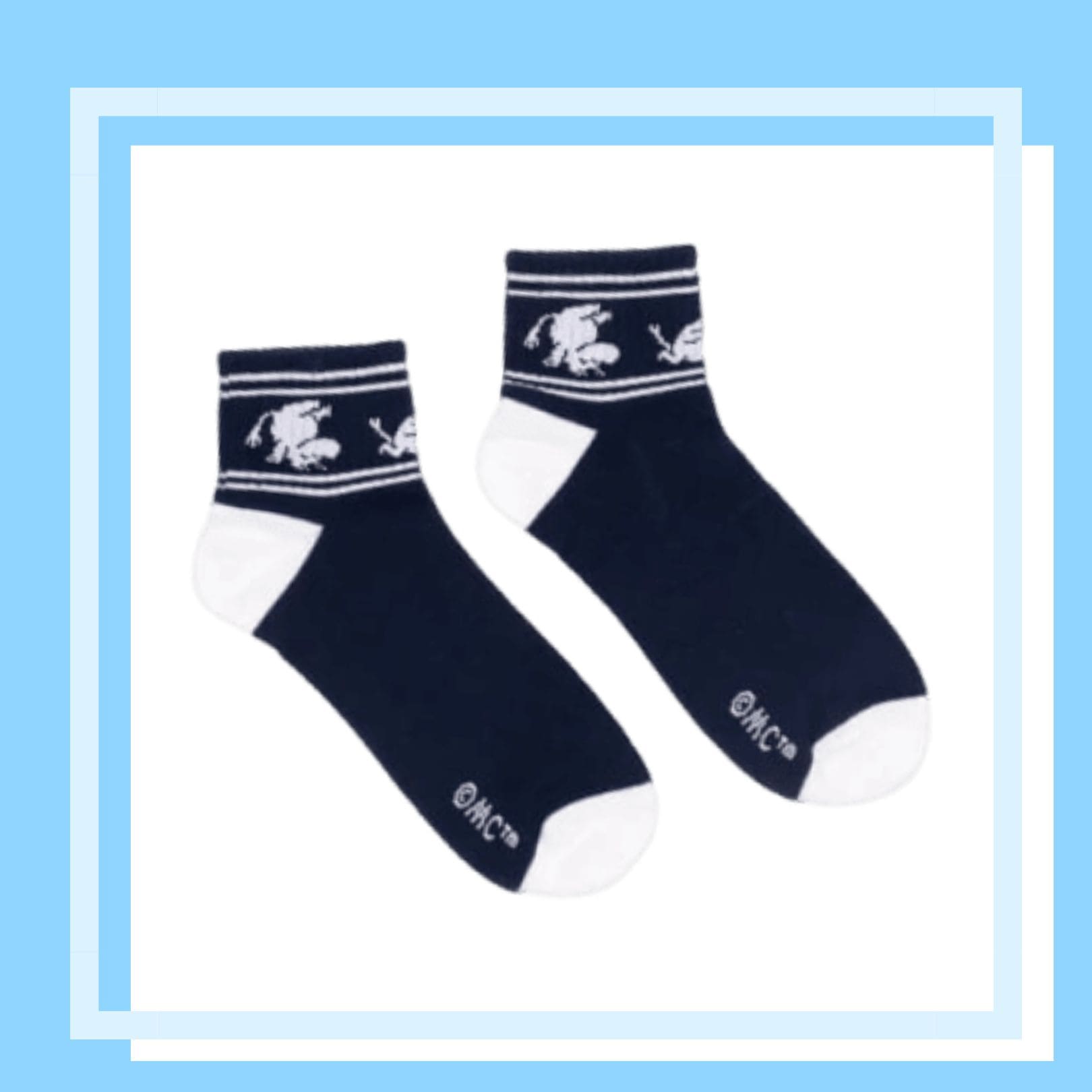 Nordic Buddies北歐好麻吉 Moomintroll Running Retro Ankle Men Socks - Navy（短筒男襪）翻滾吧嚕嚕米 / 姆明