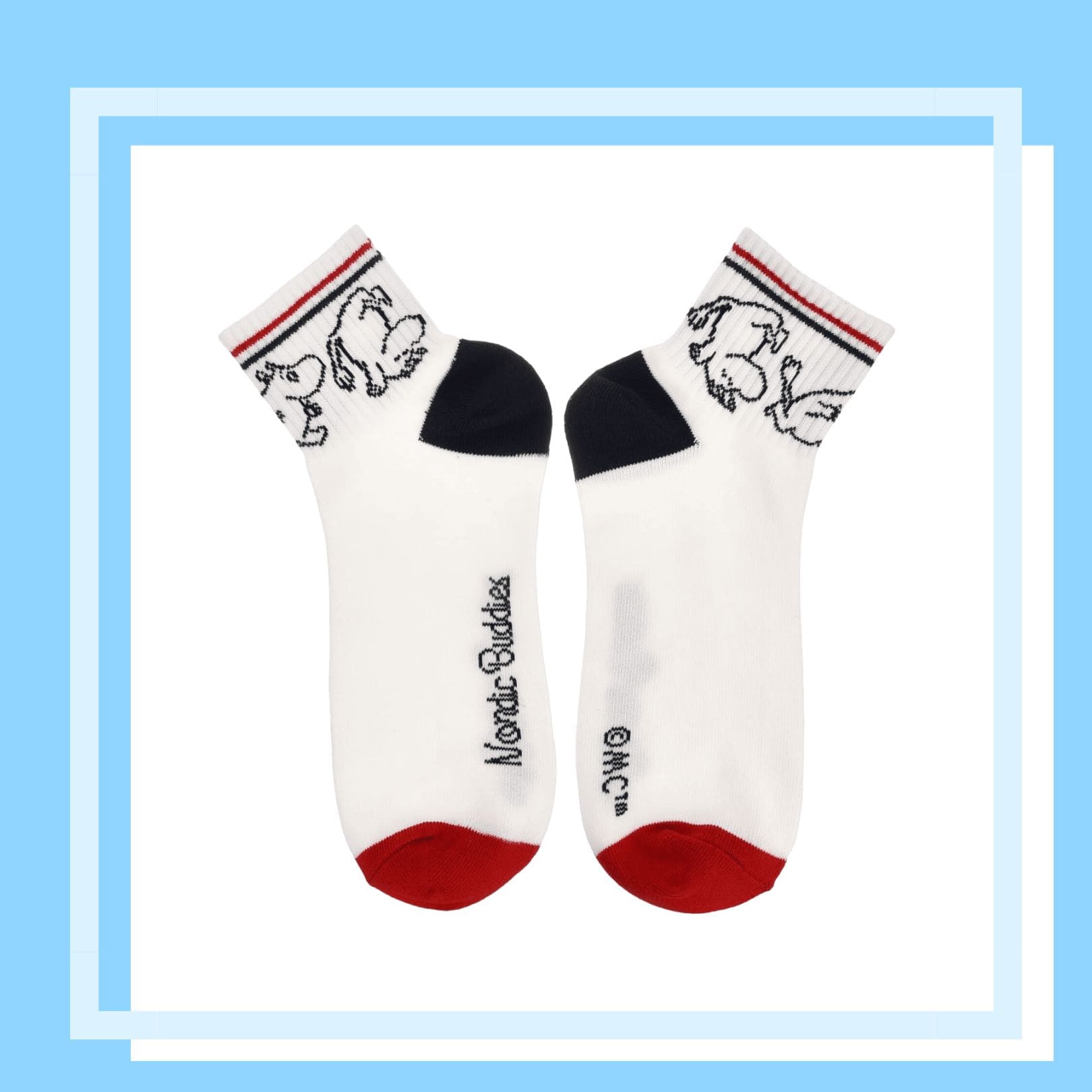 Nordic Buddies北歐好麻吉 Moomintroll Running Retro Ankle Men Socks - White（短筒男襪）翻滾吧嚕嚕米 / 姆明