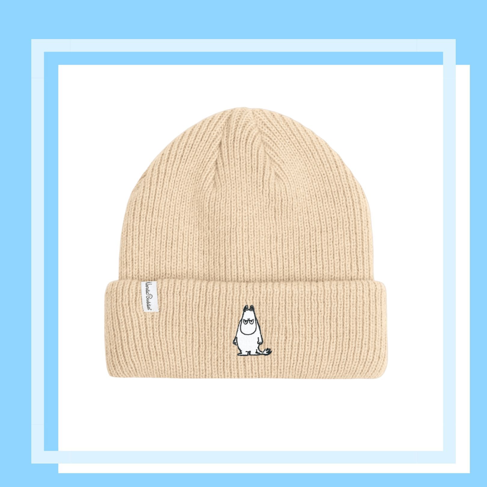 Nordic Buddies北歐好麻吉 Moomintroll Winter Hat Embroidered Beanie Adult - Biege（刺繡毛帽）嚕嚕米 / 姆明氣噗噗