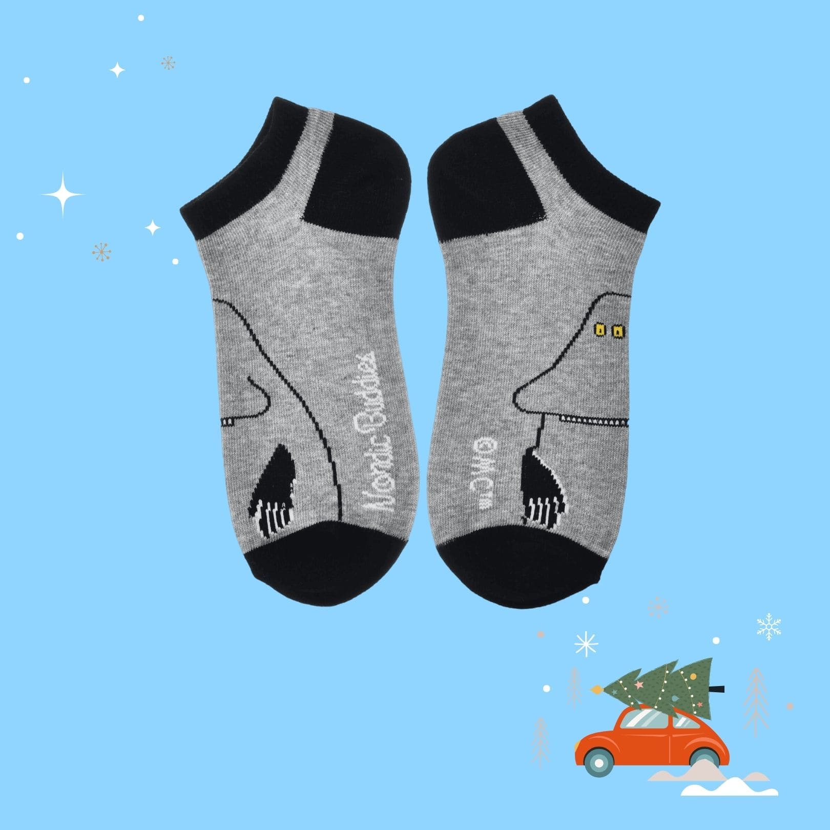 The Groke Men Ankle Socks - Grey（踝襪男襪）善良的莫南