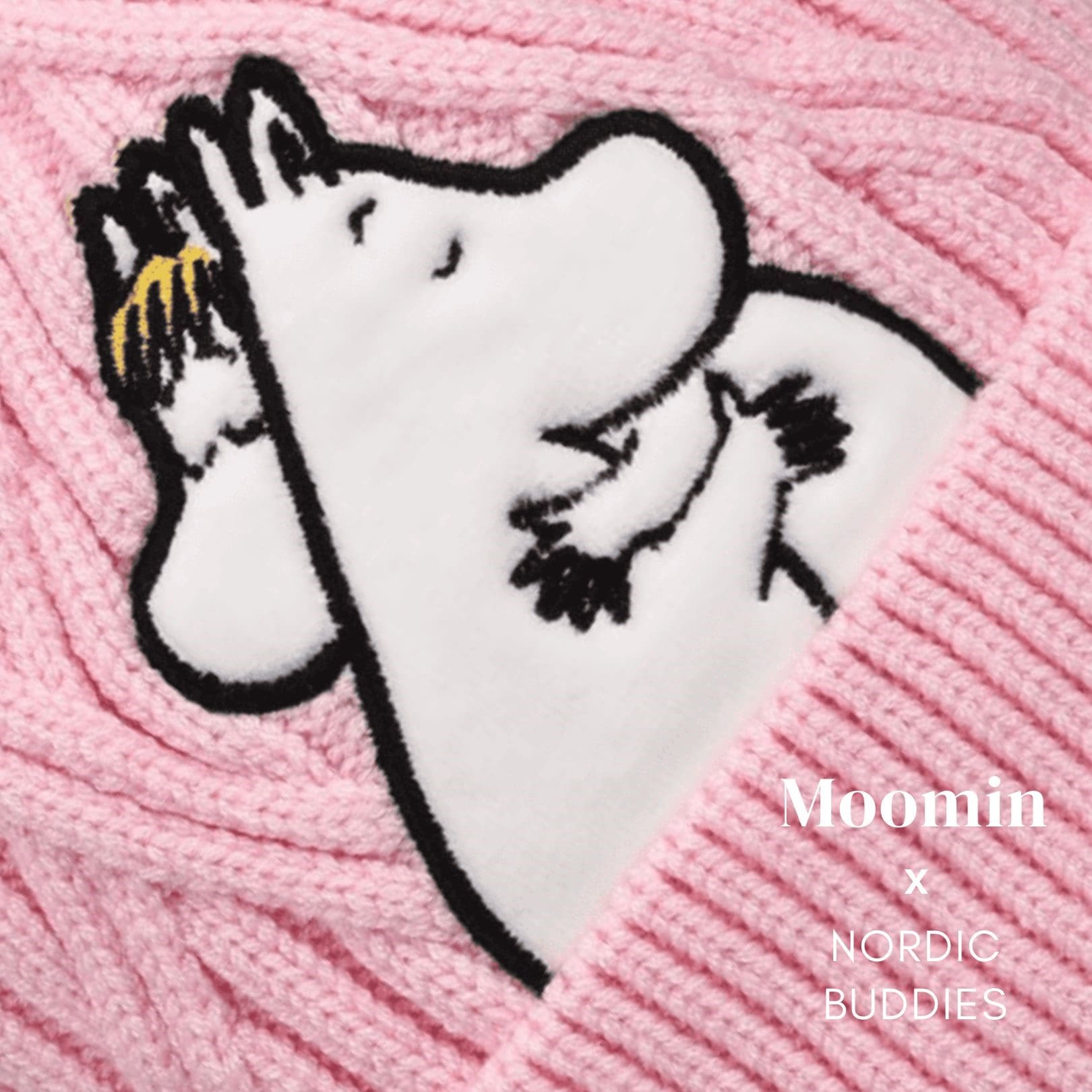 Nordic Buddies北歐好麻吉 Moomintroll + Snorkmaiden Winter Beanie Kids - Pink（兒童毛帽）姆明愛的抱抱
