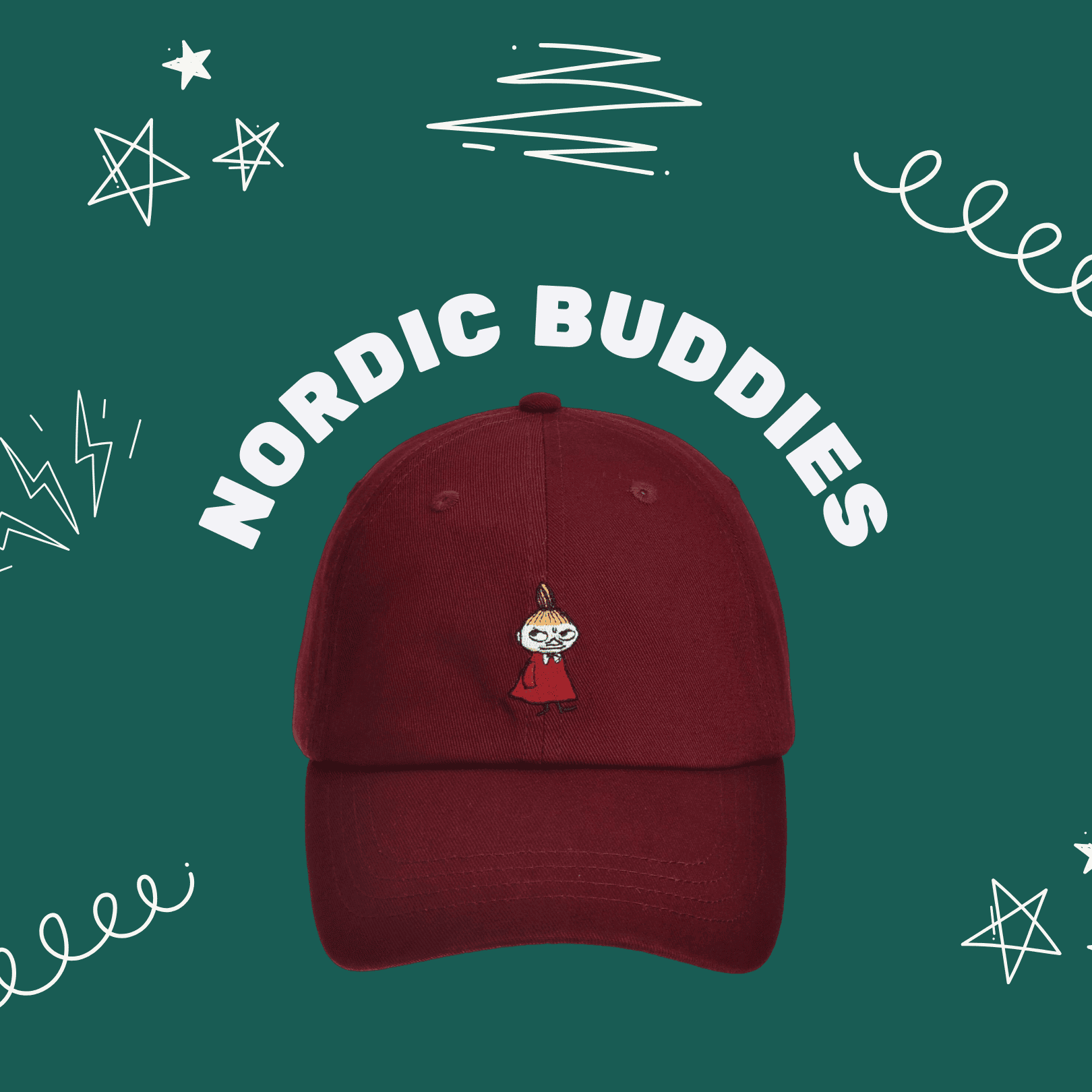 A . A Trendy Co-Brand Select 時髦聯名精選 NORDIC BUDDIES 純棉棒球帽 別找碴小不點