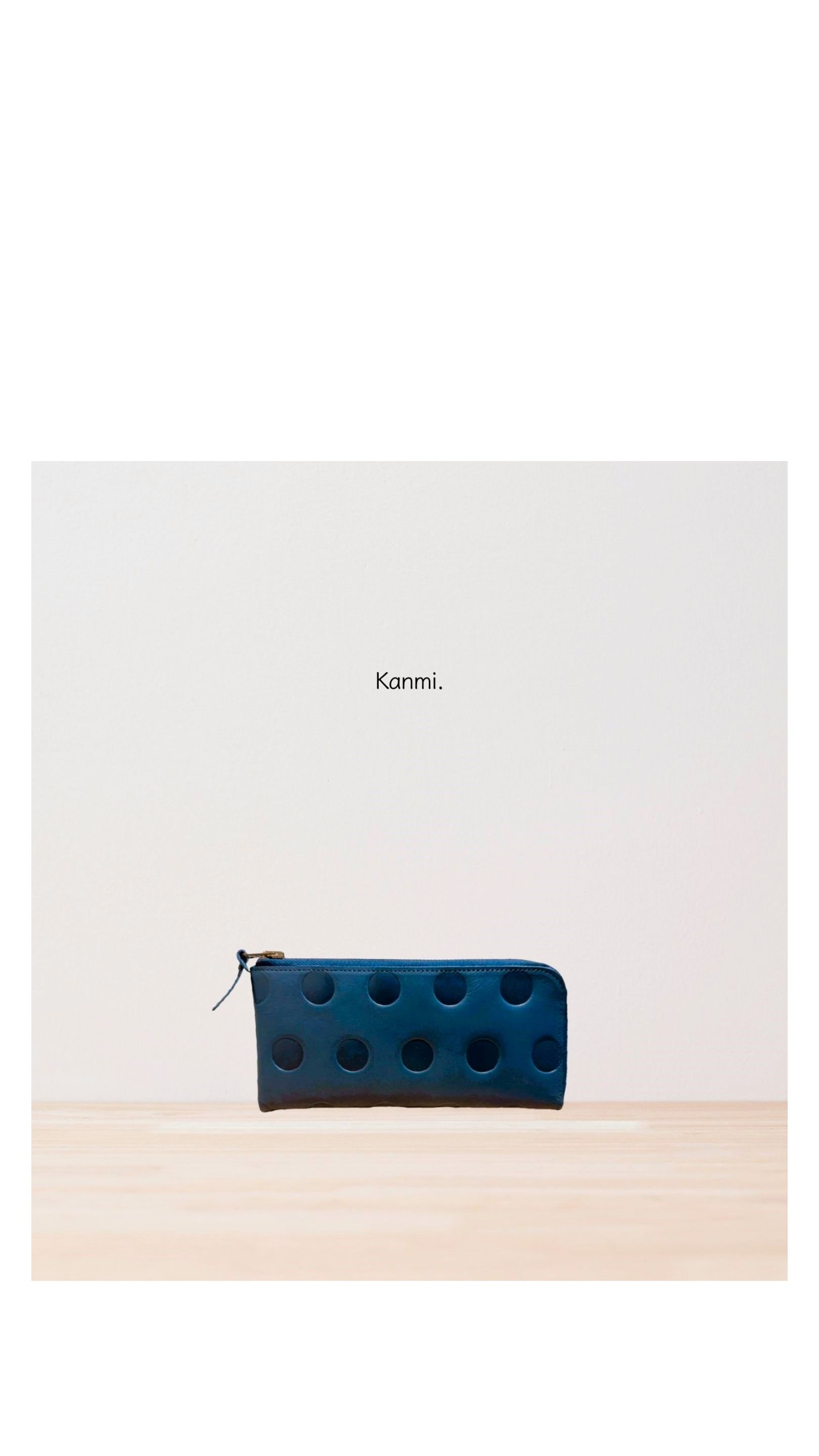 Kanmi淺草革小物 甘飴印本革Ｌ型長夾 蝶豆花