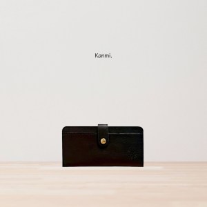 Kanmi. 淺草革小物．玉露印本革纖薄扣式長夾 巧克力｜東京職人手作｜天然牛革｜輕薄超有感｜存摺也能放
