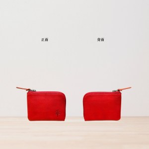 Kanmi. 淺草革小物．玉露印本革Ｌ型短夾 紅醋栗｜東京職人手作｜天然牛革｜完美搭配小廢包、迷你包｜比手機還輕