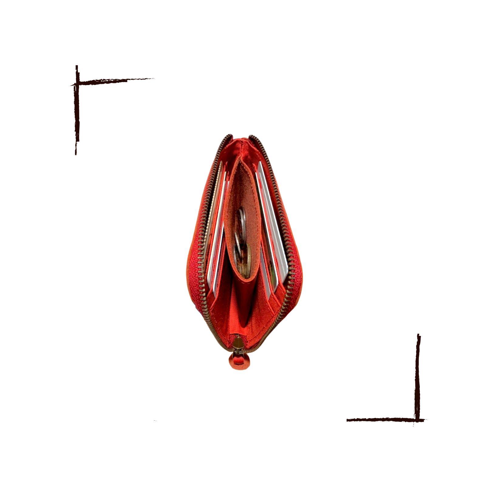 Kanmi淺草革小物 玉露印本革Ｌ型短夾 紅醋栗