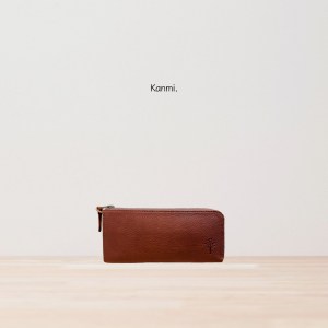 Kanmi. 淺草革小物．玉露印本革Ｌ型長夾 可麗露｜東京職人手作｜天然牛革｜薄、輕、能裝，一次到位