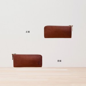 Kanmi. 淺草革小物．玉露印本革Ｌ型長夾 可麗露｜東京職人手作｜天然牛革｜薄、輕、能裝，一次到位