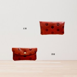 Kanmi. 淺草革小物．甘飴印本革掀蓋扣式長夾 櫻桃｜東京職人手作｜天然牛革｜輕薄，但容量超反差