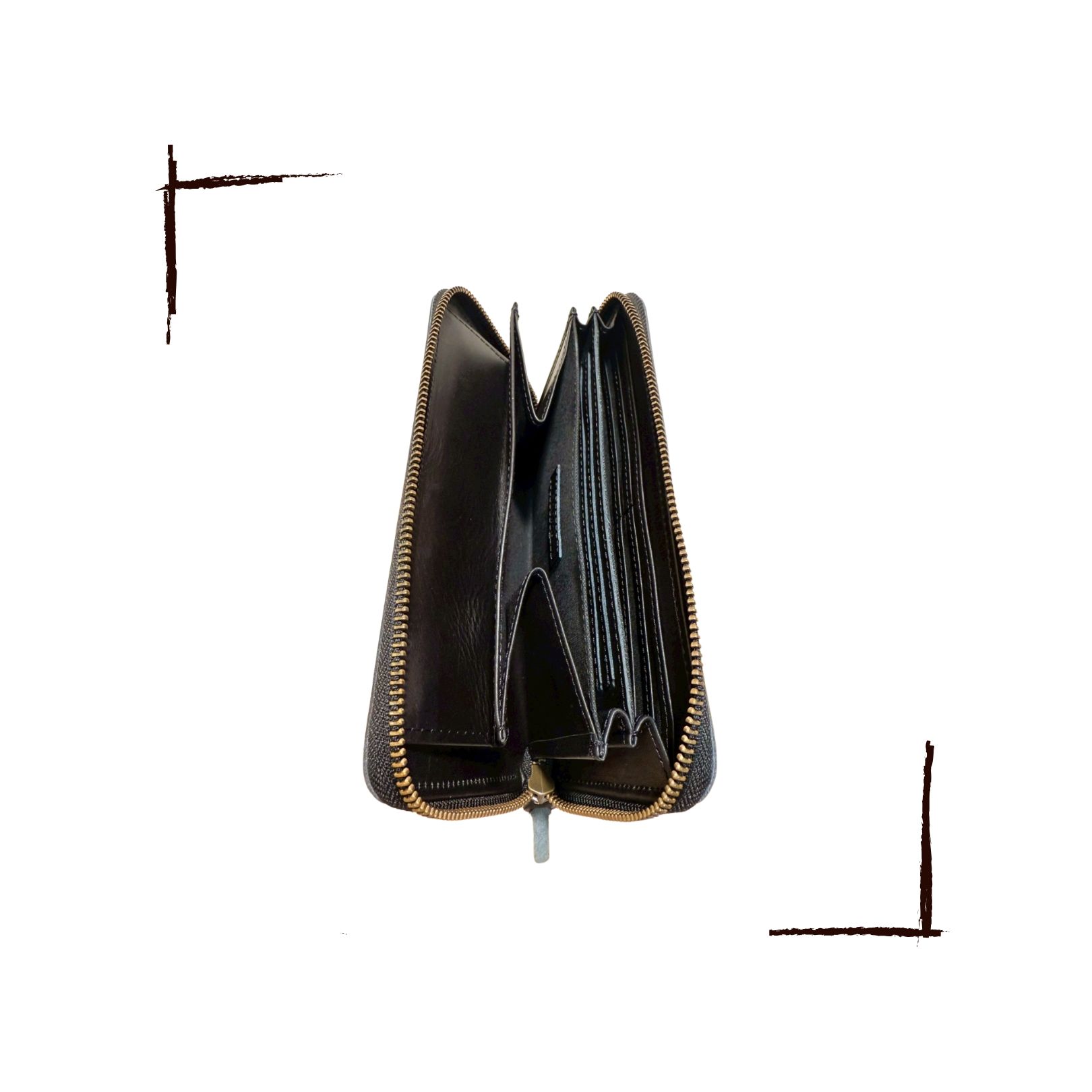 Kanmi淺草革小物 甘飴印本革長夾 巧克力