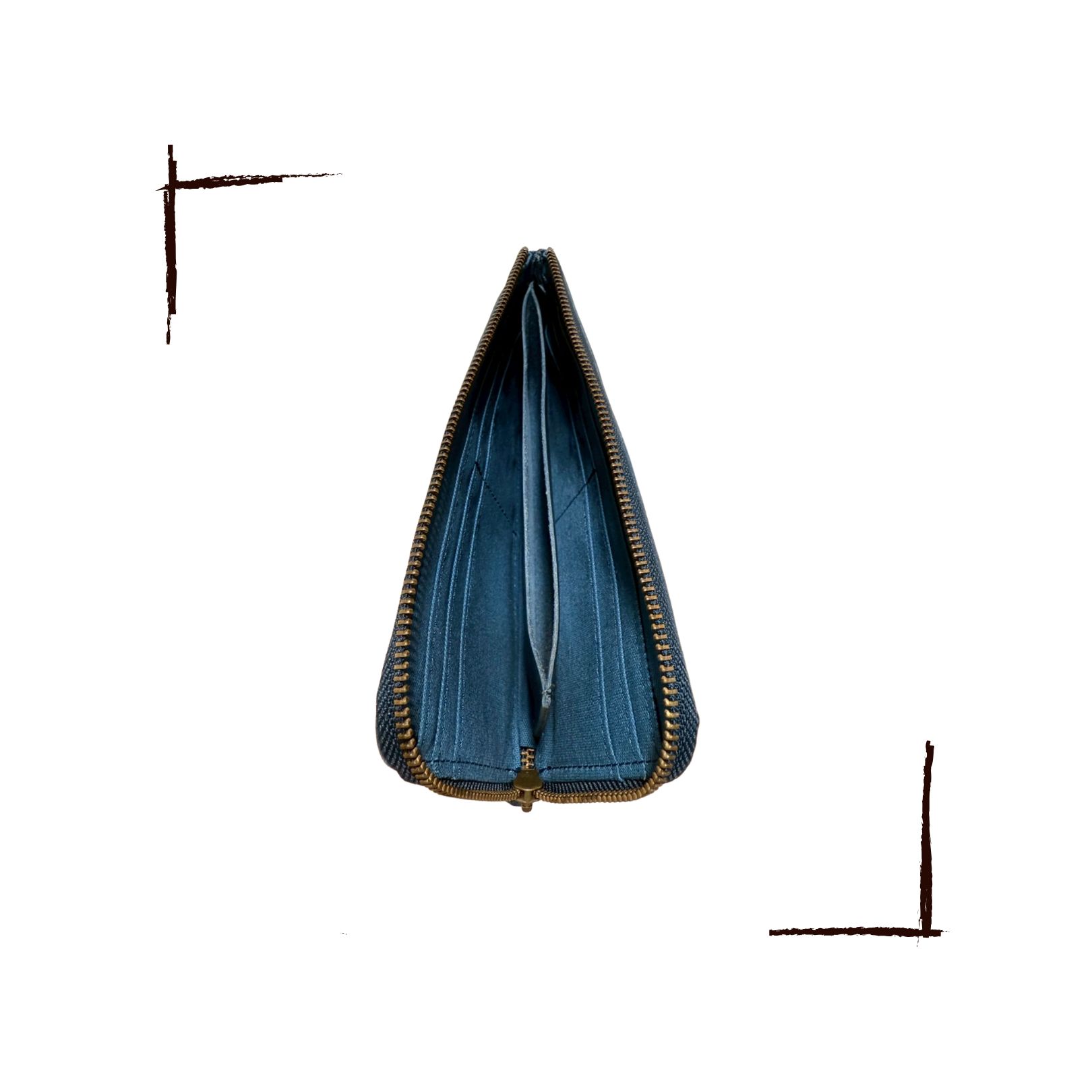 Kanmi淺草革小物 甘飴印本革Ｌ型長夾 蝶豆花