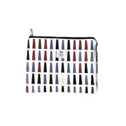 cu-mu岐阜別趣布小物 扁方拉鍊收納袋 - 笏 - 白