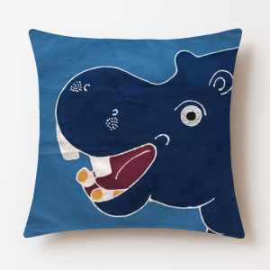 Tribal Textiles 河馬二齒 粗獷派手繪蠟染純棉抱枕套