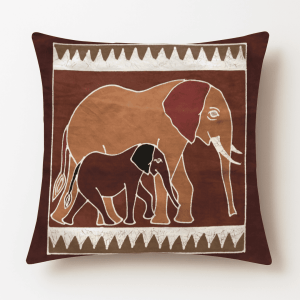 Tribal Textiles「象」我們一樣 粗獷派手繪蠟染純棉抱枕套