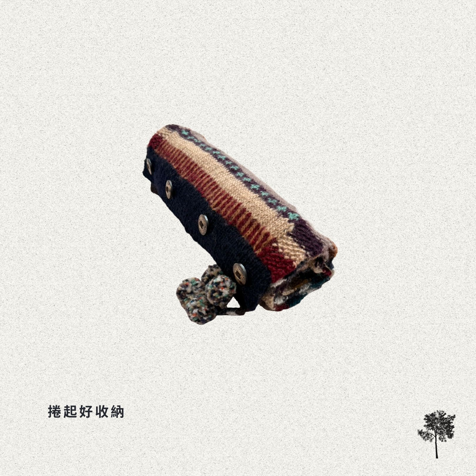 People Tree Japan 手工針織羊毛牛角扣披肩圍巾