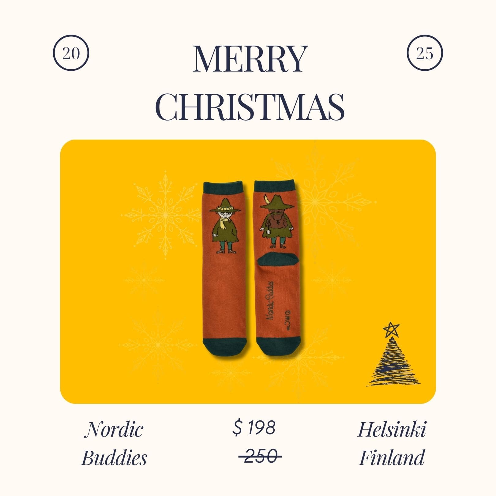 Nordic Buddies 北歐好麻吉 設計女襪（中筒）踏上旅途的阿金