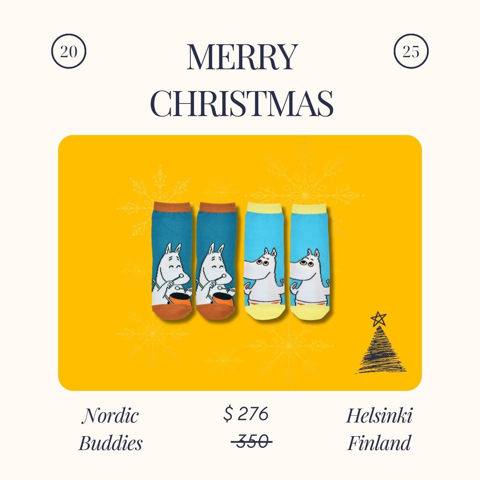 Nordic Buddies 北歐好麻吉 設計童襪（中筒）2 雙組：Rock It！嚕嚕米 + 嚕嚕米頭好壯壯