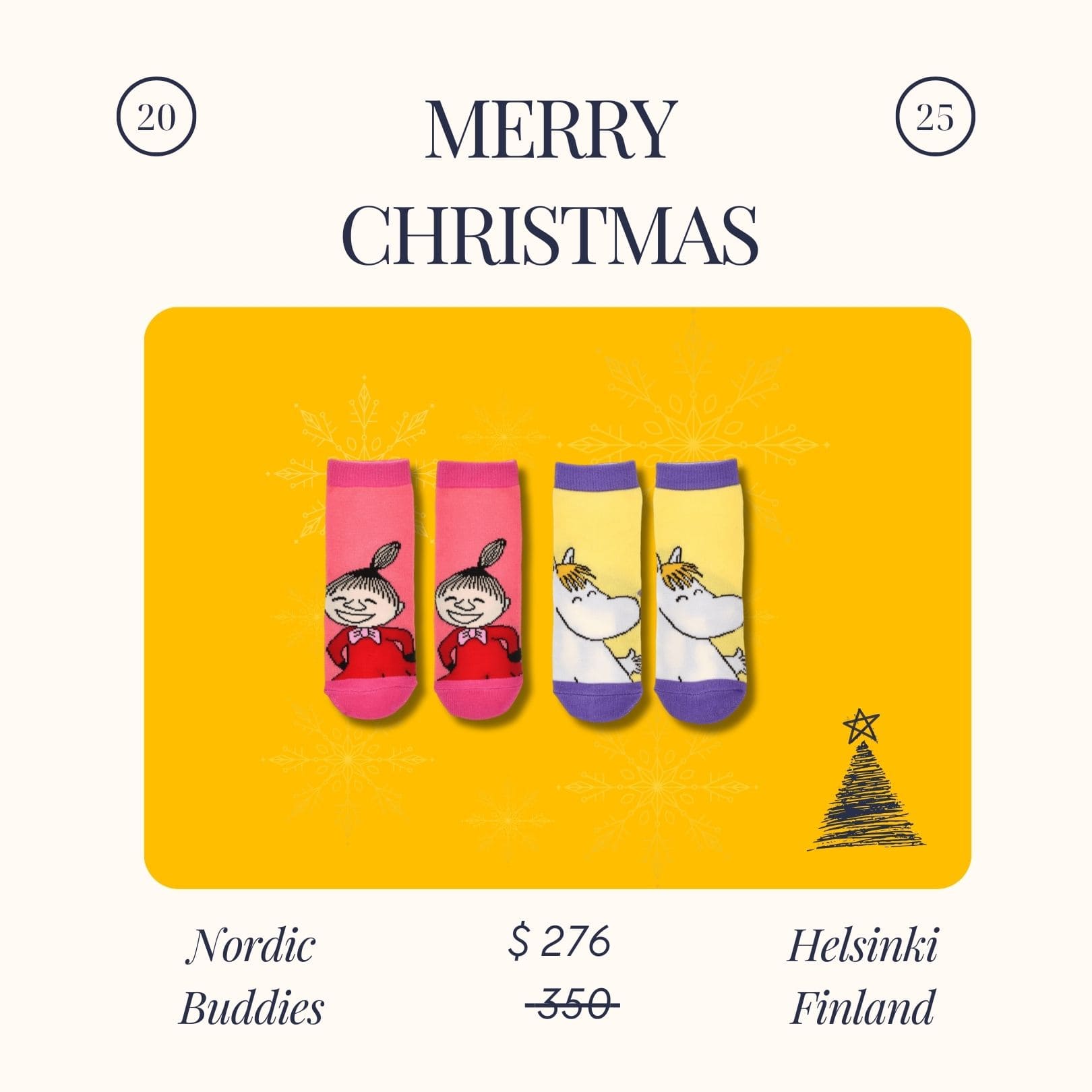 Nordic Buddies 北歐好麻吉 設計童襪（中筒）2 雙組：小不點嘻哈 + 笑容可兒掬