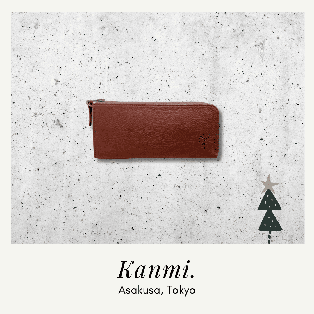 Kanmi 淺草革小物 玉露印本革Ｌ型長夾 可麗露