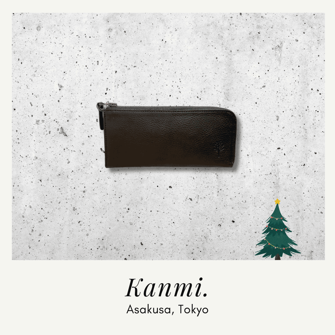 Kanmi 淺草革小物 玉露印本革Ｌ型長夾 巧克力