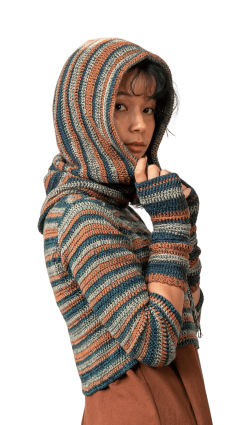 Balizen Crochet Fingerless Gloves Cashmere Rayon Blue Spice, 2 sizes 手工鉤織喀什米爾嫘縈露指手套