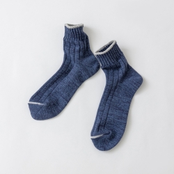 SOUKI【RE LOOP】NATURAL HEMP SHORT 2 精梳棉麻襪 丹寧灰