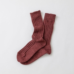 SOUKI【RE LOOP】長纖原生棉點染長筒襪 - 勃艮紅