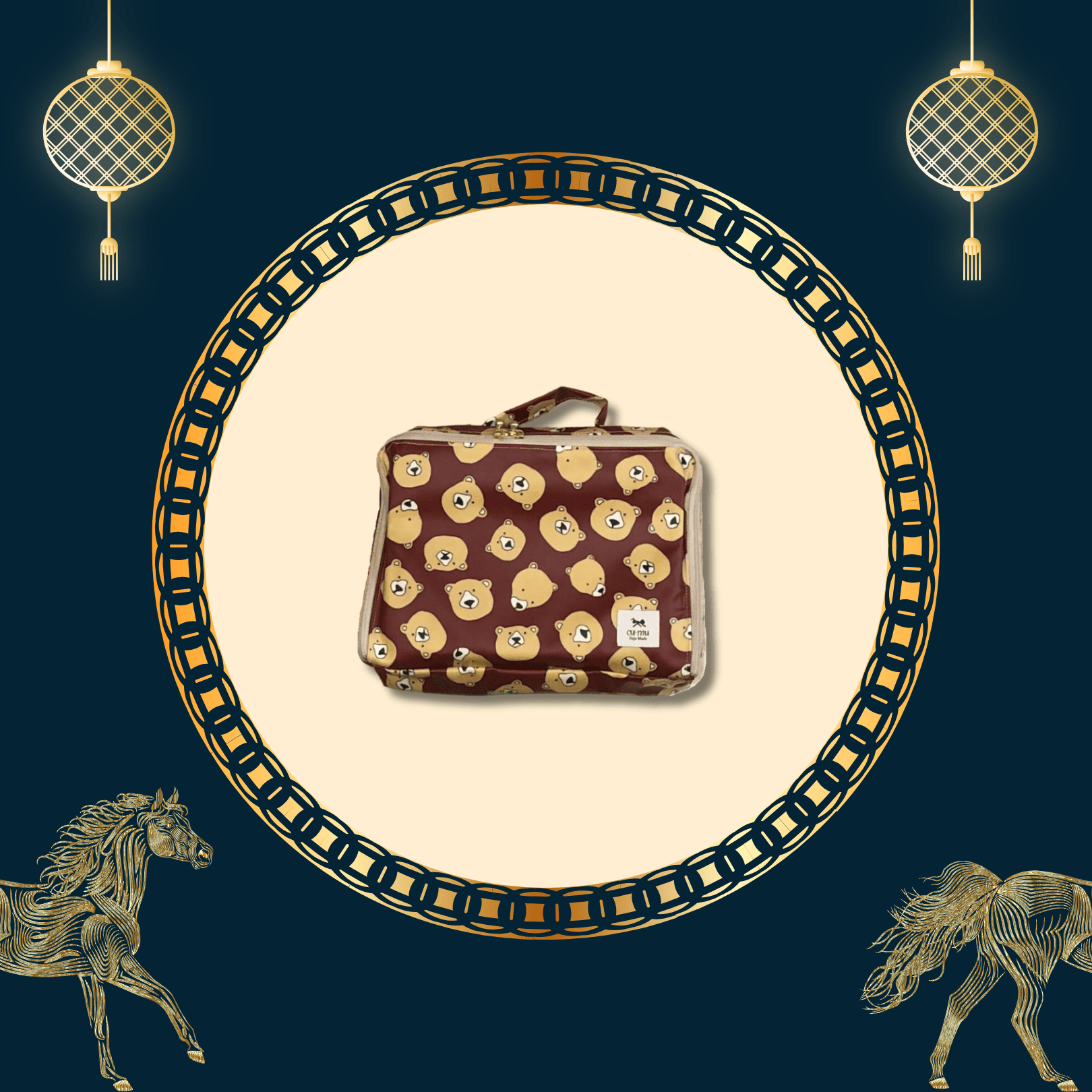 2026 Lunar New Year Select 馬躍新春促銷選品 12 cu-mu 岐阜別趣布小物 旅行小物收納包 小熊