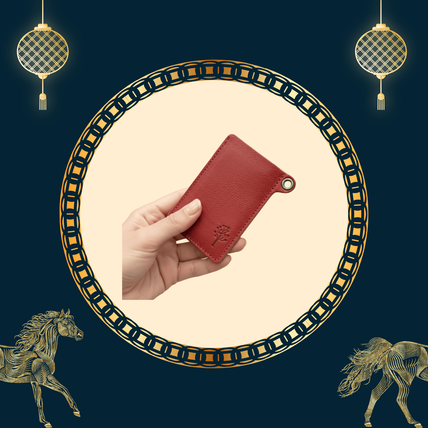 2026 Lunar New Year Select 馬躍新春促銷選品 3 Kanmi 淺草革小物 玉露印本革票卡夾 紅曜