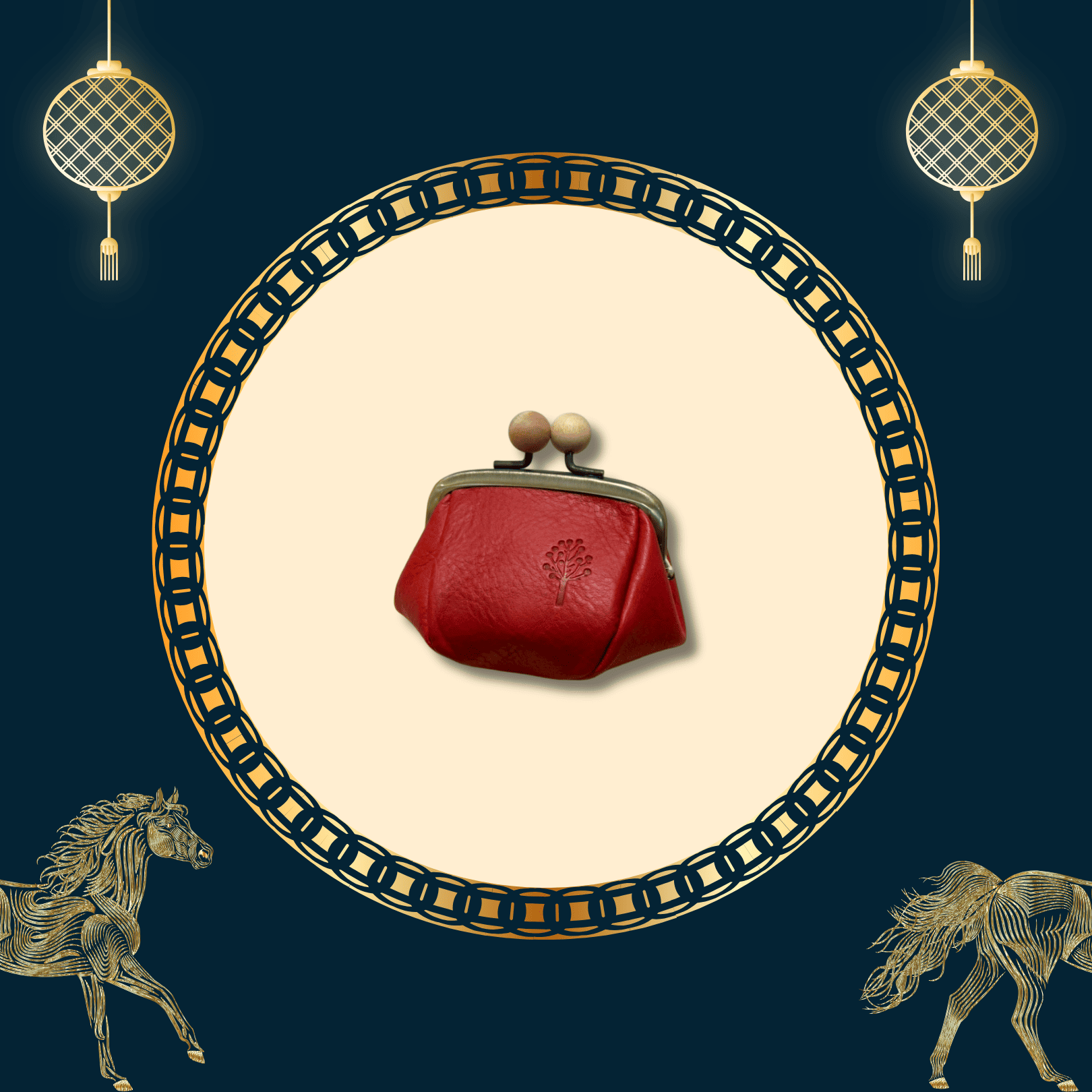 2026 Lunar New Year Select 馬躍新春促銷選品 4 Kanmi 淺草革小物 玉露印本革豆袋綽闊口金包 紅醋栗