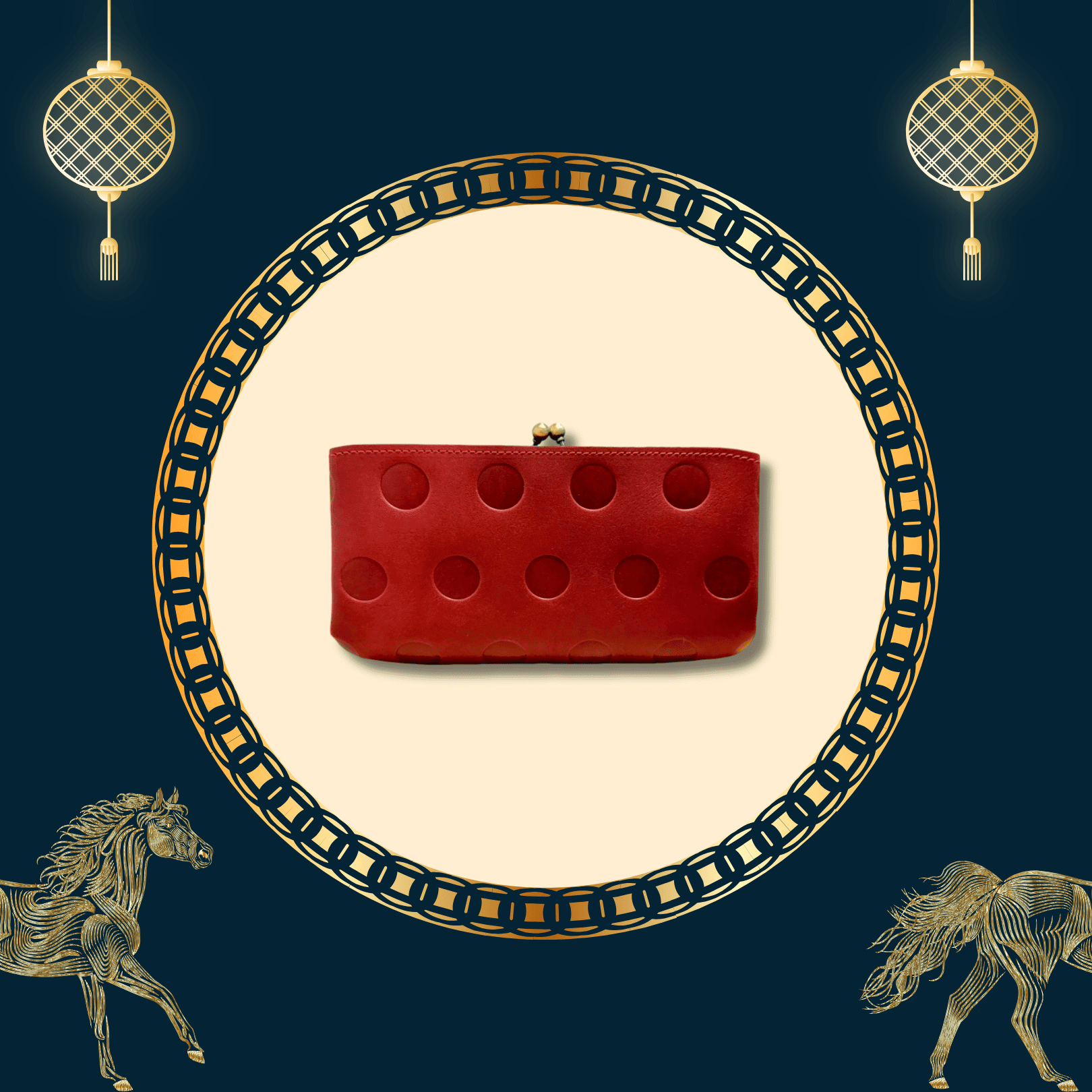 2026 Lunar New Year Select 馬躍新春促銷選品 5 Kanmi 淺草革小物 甘飴印本革對開口金長夾 紅醋栗