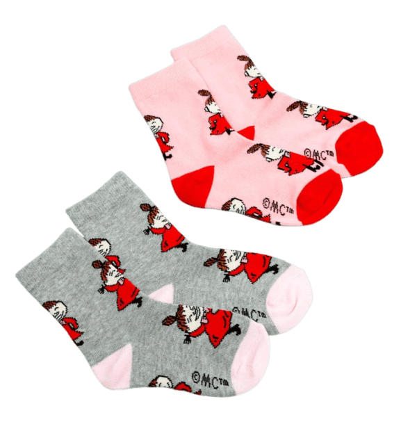 Little My Kids Socks - Exhilarated - Grey（中筒童襪）快樂小不點 灰粉