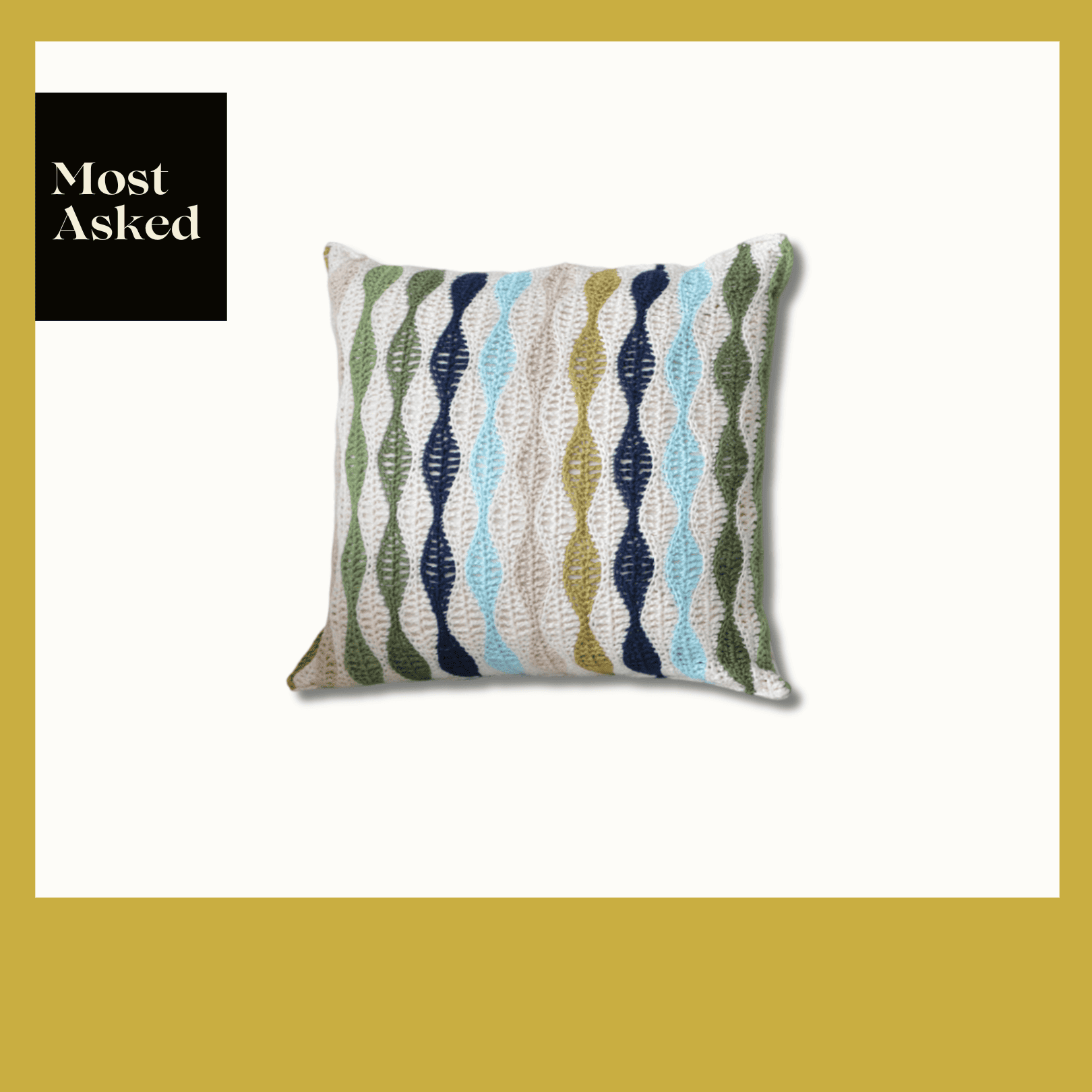 Balizen Cool Tones Wave Crochet Cushion Covers（45 cm）手工鉤織浪紋抱枕套（飛躍藍海）