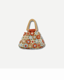 Balizen Flower Crocheted Handbag 手工鉤織繁花提包（亞麻褐）