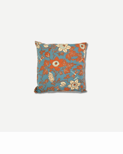 Balizen Passion Flower Blue Spice Cushion Cover（45 cm）手工絹印百香花抱枕套