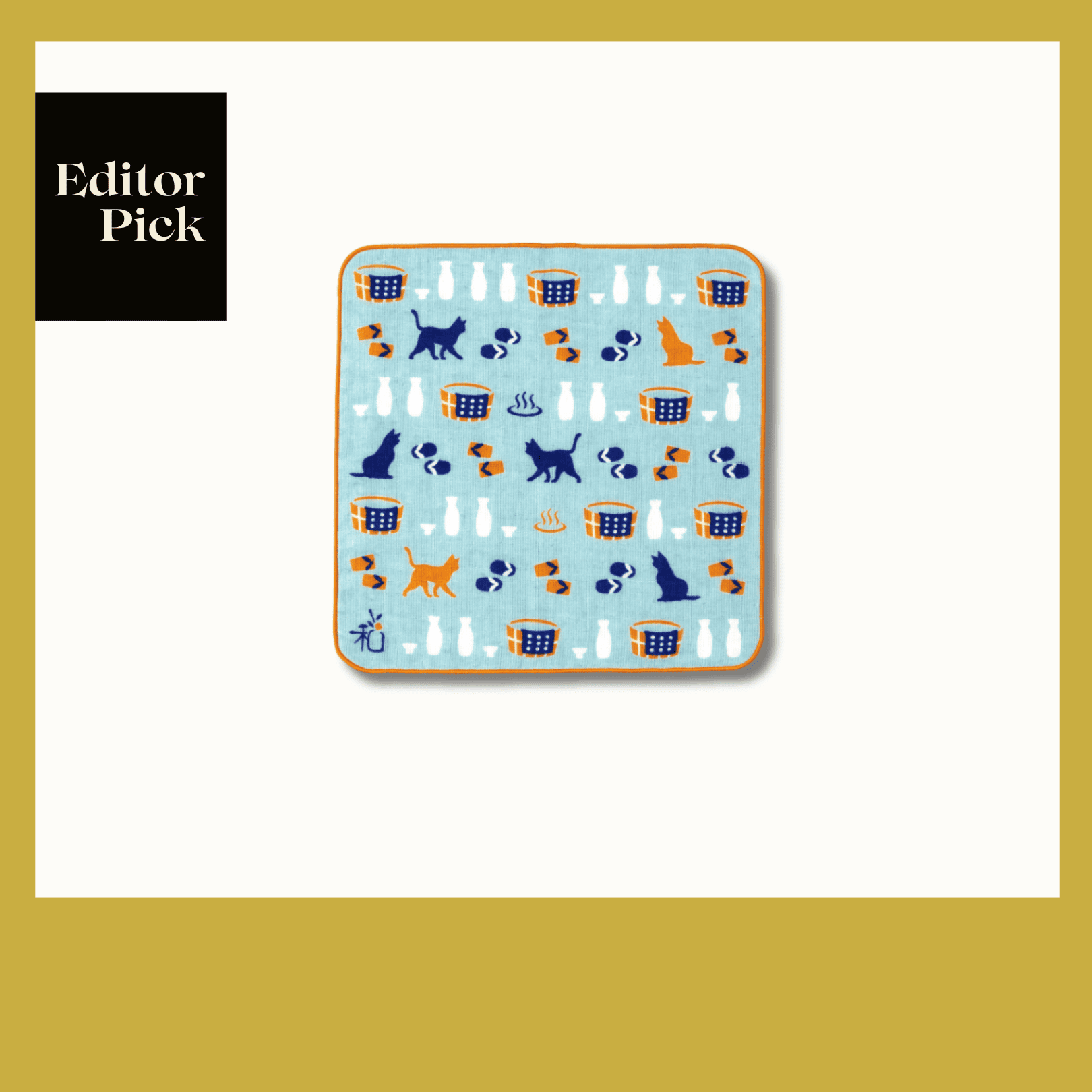 宮本手帕 MIYAMOTO Handkerchief 25 x 25 cm - 溫泉與貓 Onsen and Cat