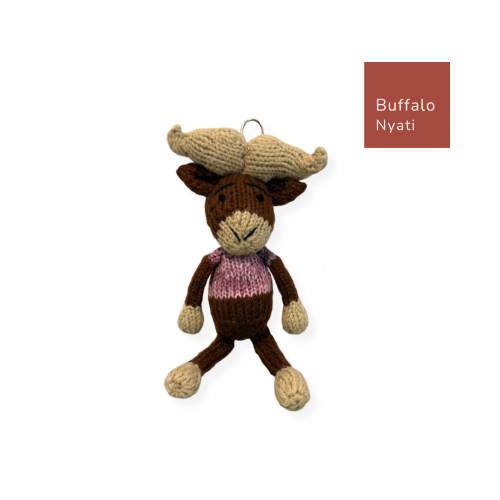 Gogo Olive Animal Key Rings 暖心小萌伴 辛巴威手織動物玩偶吊飾鑰匙圈 Buffalo (Nyati) 非洲水牛尼亞提