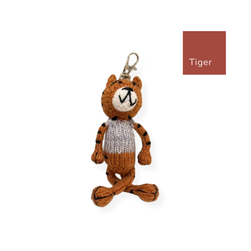 Gogo Olive Animal Key Rings 暖心小萌伴 辛巴威手織動物玩偶吊飾鑰匙圈 Tiger 虎寶