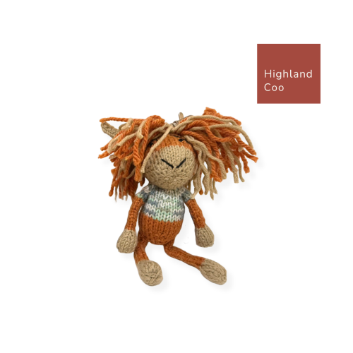 Gogo Olive Animal Key Rings 暖心小萌伴 辛巴威手織動物玩偶吊飾鑰匙圈 Highland Coo 蘇格蘭高地牛酷庫
