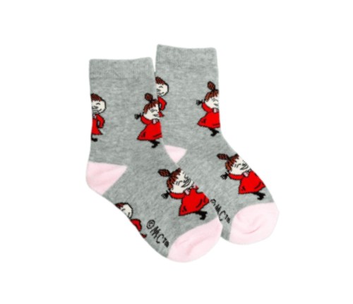 Little My Kids Socks - Exhilarated - Grey（中筒童襪）快樂小不點 灰粉
