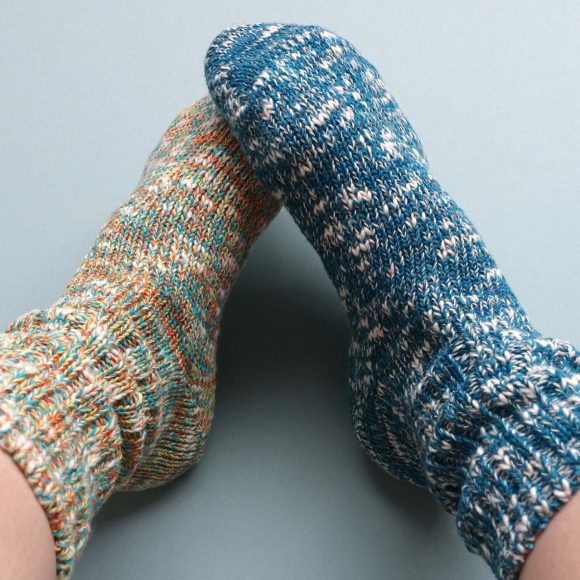 SOUKI創喜奈良襪【RE LOOP】精梳棉節紗透氣襪 SLUB MIX RIB CREW