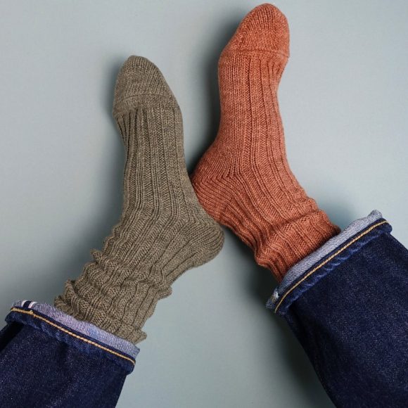 SOUKI創喜奈良襪【RE LOOP】長纖原生棉點染長筒襪 RECYCLE COTTON SPECK DYE RIB HIGH CREW