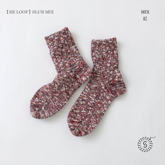 SOUKI【RE LOOP】SLUB MIX 精梳棉節紗透氣襪 9 - MIX 紅 - Aporia Agathon