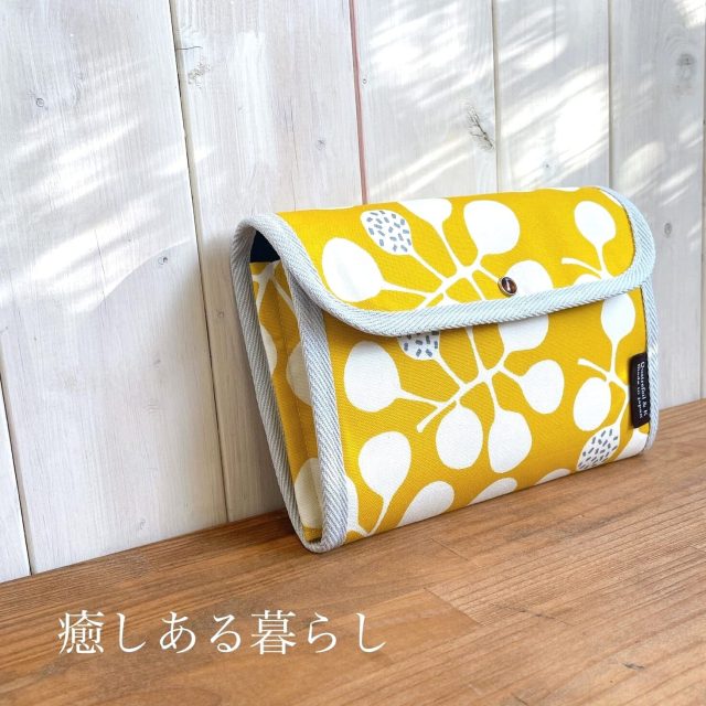 Quatrefoil&K 帆布收納包 - Scandinavian Round Leaf - Yellow 斯堪地那維亞圓葉 - 沼黃